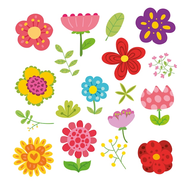 Vecteur gratuit collection d'illustration de fleurs