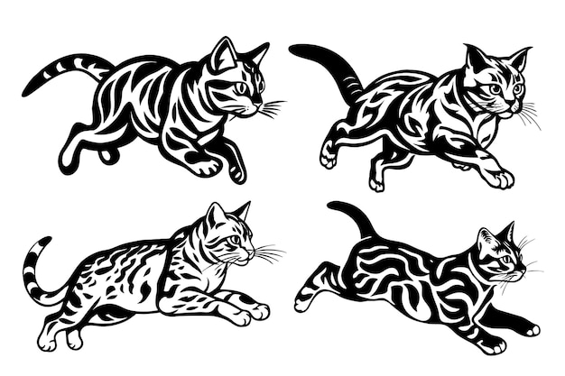 Vecteur gratuit collection d'illustrations de logo de chat