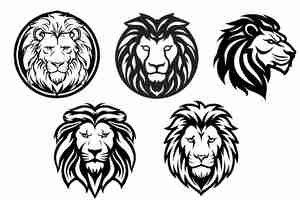 Vecteur gratuit collection d'illustrations de logo tête de lion