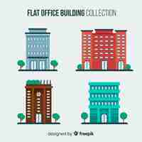 Vecteur gratuit collection d'immeubles de bureaux plats