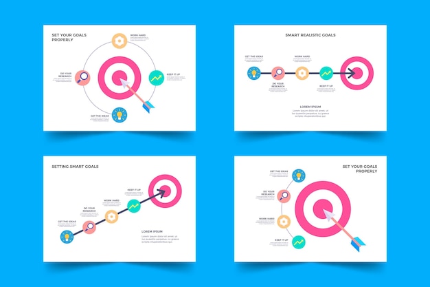 Vecteur gratuit collection d'infographie sur les objectifs