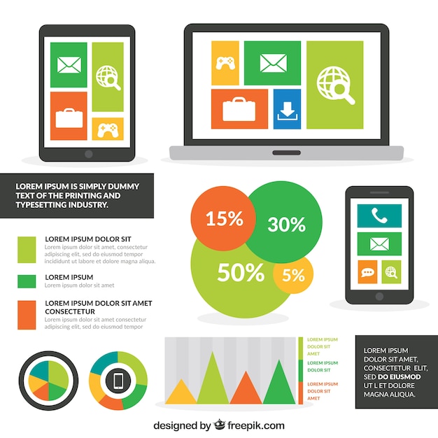 Vecteur gratuit collection de infographique éléments entreprises et applications