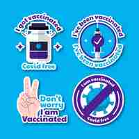Vecteur gratuit collection d'insignes de campagne de vaccination à plat
