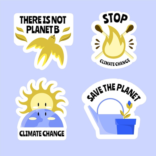Collection D'insignes De Changement Climatique Dessinés à La Main