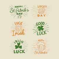 Vecteur gratuit collection d'insignes de design plat st patricks day