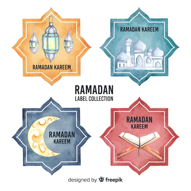 Vecteur gratuit collection d'insignes du ramadan