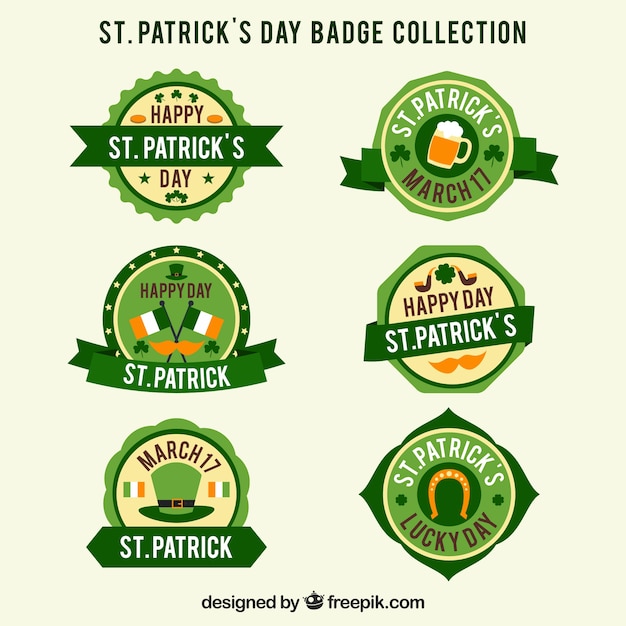 Vecteur gratuit collection d'insignes / d'étiquettes pour la saint-patrick