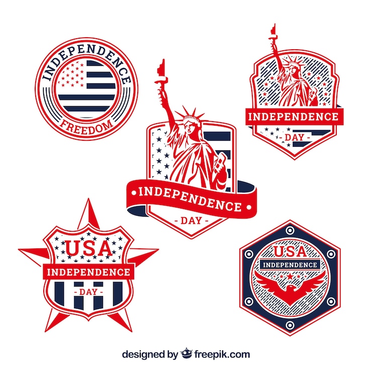 Vecteur gratuit collection d&#39;insignes de la fête de l&#39;indépendance