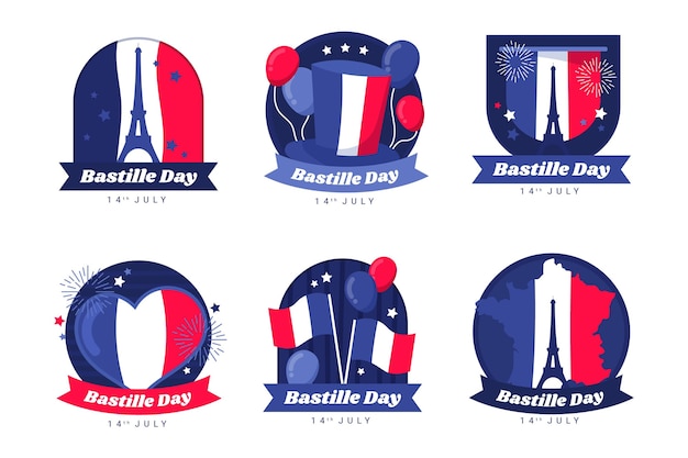 Collection D'insignes De Jour De Bastille Plat Bio