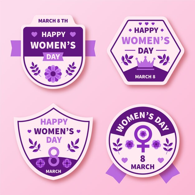 Collection d'insignes de jour féminin design plat