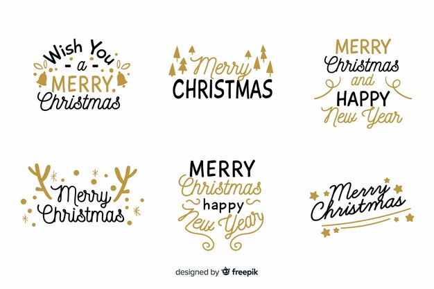 Collection d'insignes de lettrage de Noël