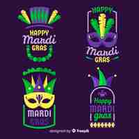 Vecteur gratuit collection d'insignes de mardi gras