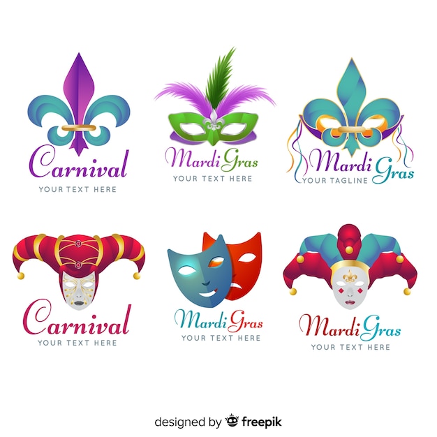 Vecteur gratuit collection d'insignes de mardi gras