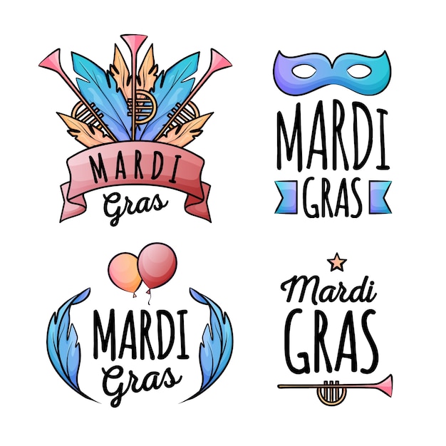 Vecteur gratuit collection d'insignes de mardi gras