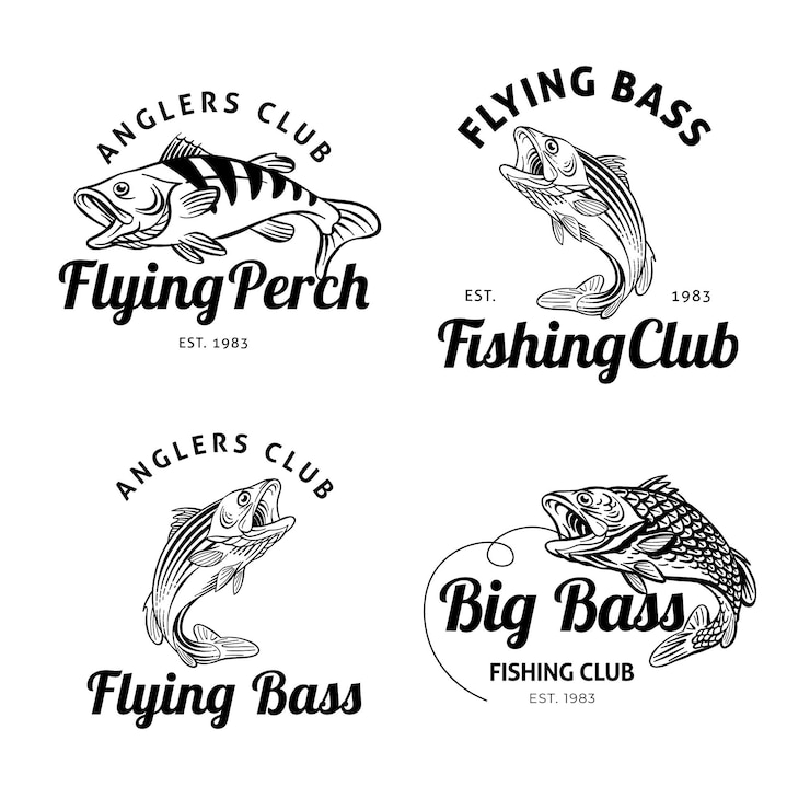 Vecteur gratuit collection d'insignes de pêche rétro
