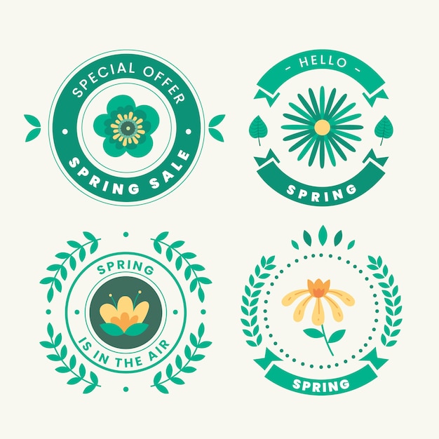 Vecteur gratuit collection d'insignes de printemps au design plat