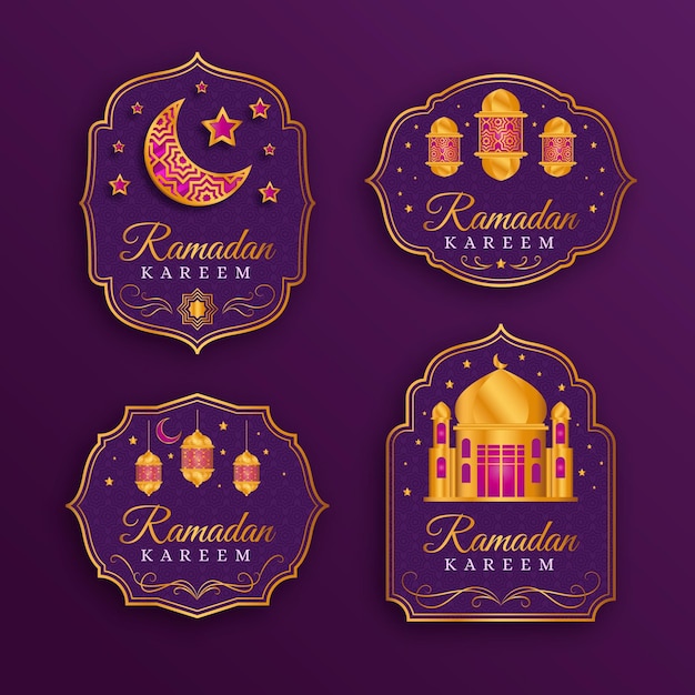 Vecteur gratuit collection d'insignes de ramadan réaliste