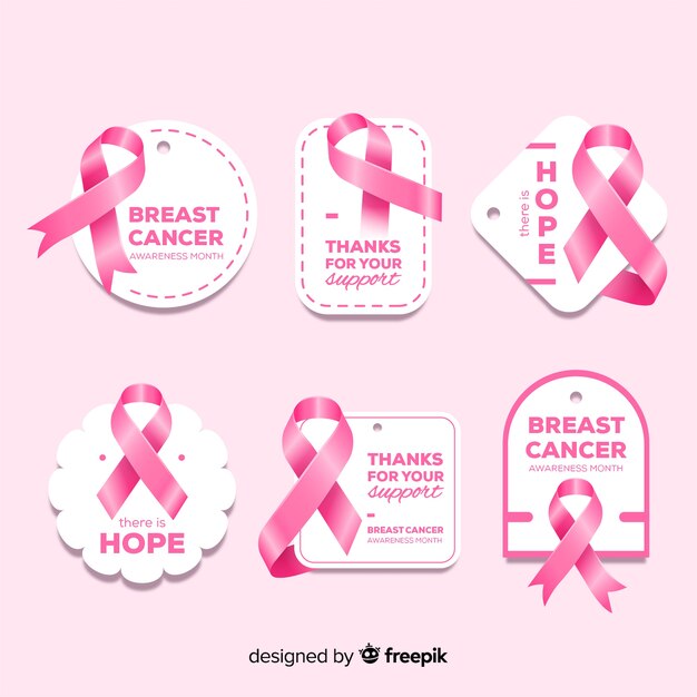 Collection d'insignes réalistes de sensibilisation au cancer du sein
