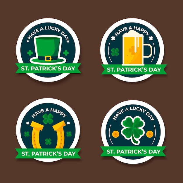 Vecteur gratuit collection d'insignes de la saint-patrick