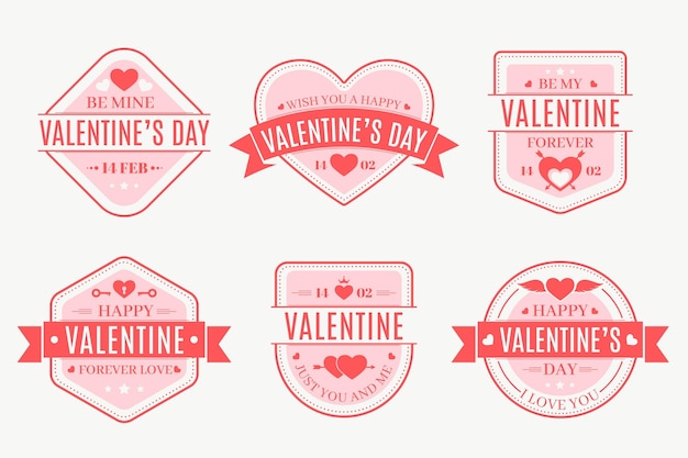 Collection D'insignes De La Saint-valentin Au Design Plat