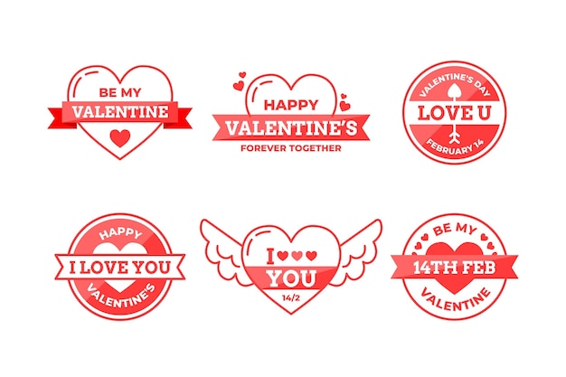Collection D'insignes De La Saint Valentin Design Plat