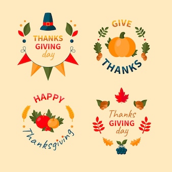 Collection d'insignes de thanksgiving design plat