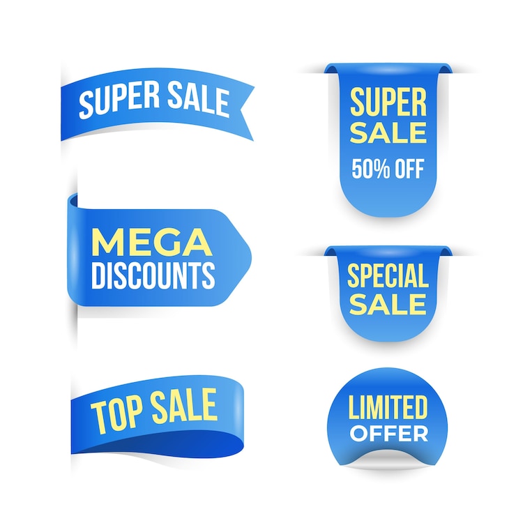 Vecteur gratuit collection d'insignes de vente réalistes