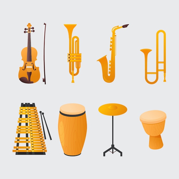 Vecteur gratuit collection d'instruments de musique dégradés