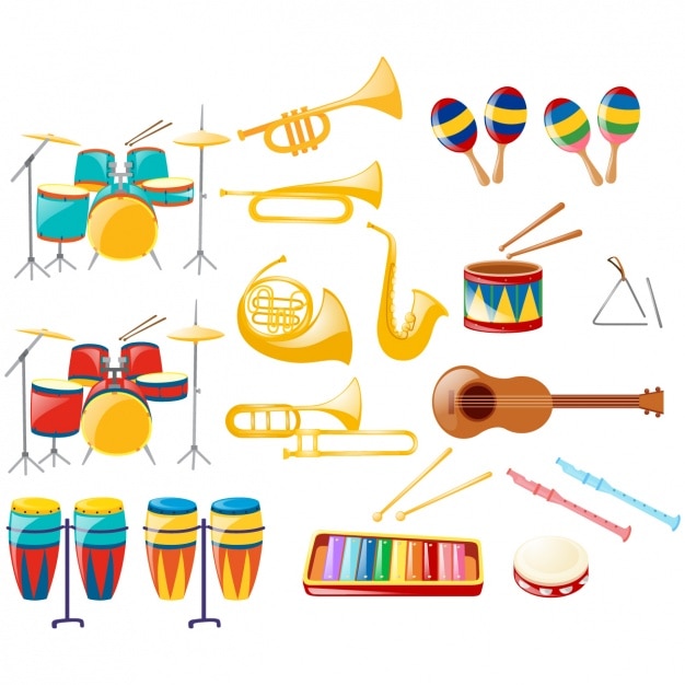 Vecteur gratuit collection d&#39;instruments de musique