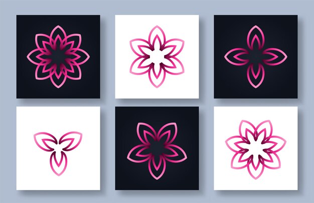 Collection de jeu de création de logo de fleur de lotus spa beauté