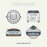 Vecteur gratuit collection de jour stickers enseignants millésime