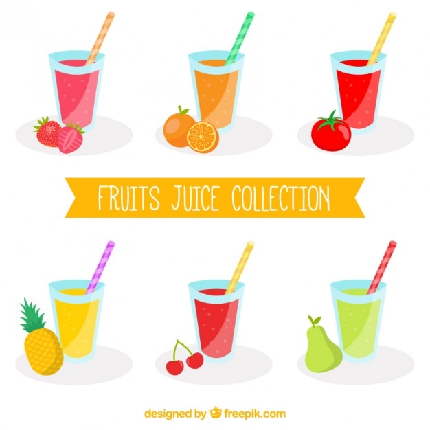 Vecteur gratuit collection de jus de fruits