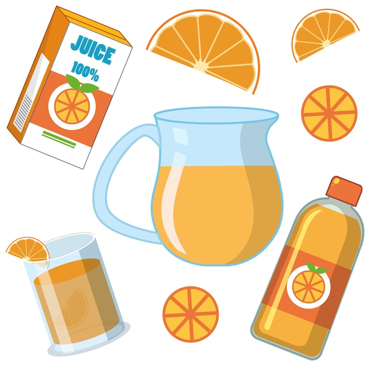 Vecteur gratuit collection de jus d'orange frais
