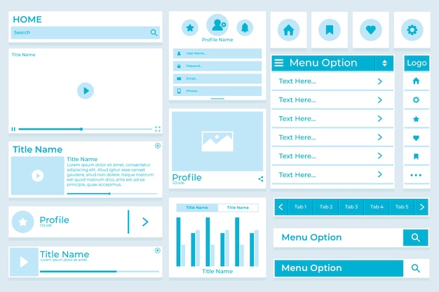 Collection De Kits D'interface Utilisateur De Couleur Design Plat