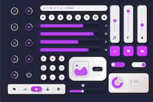 Vecteur gratuit collection de kits d'interface utilisateur design plat