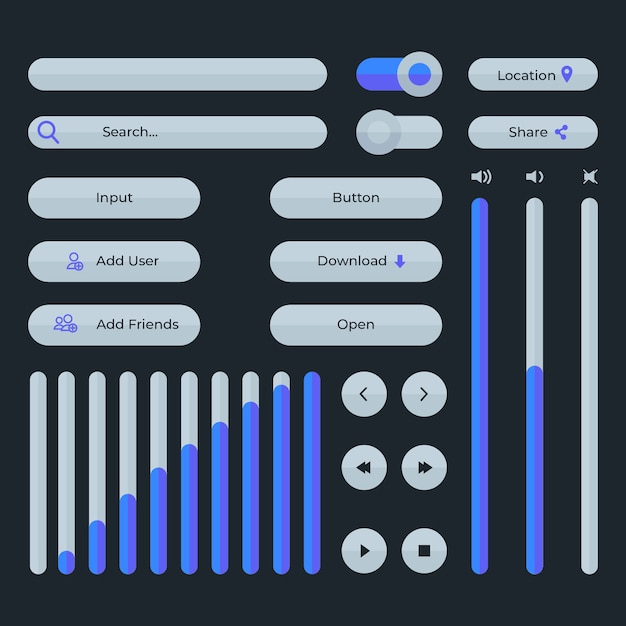 Vecteur gratuit collection de kits d'interface utilisateur dessinés à la main