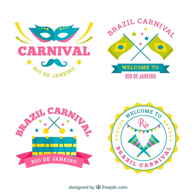 Collection De Label / Badge Plat Brésilien De Carnaval