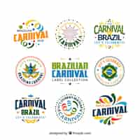 Vecteur gratuit collection de label / badge plat brésilien de carnaval