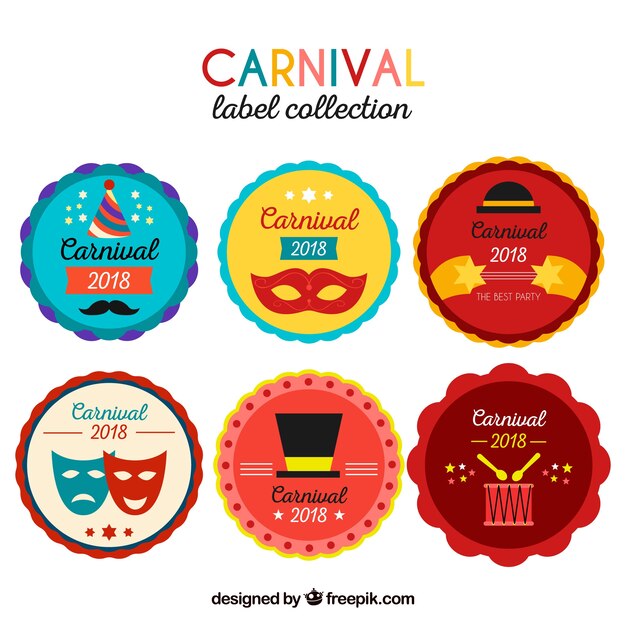 Vecteur gratuit collection de label / badge plat carnaval