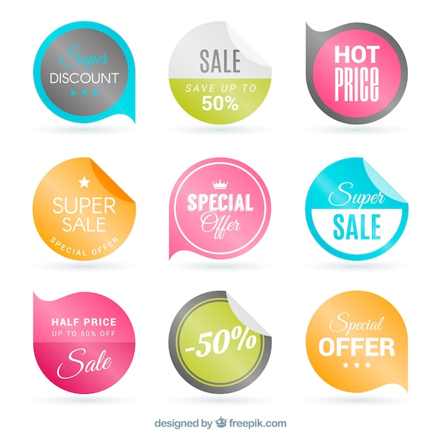 Vecteur gratuit collection de label / badge plat vente