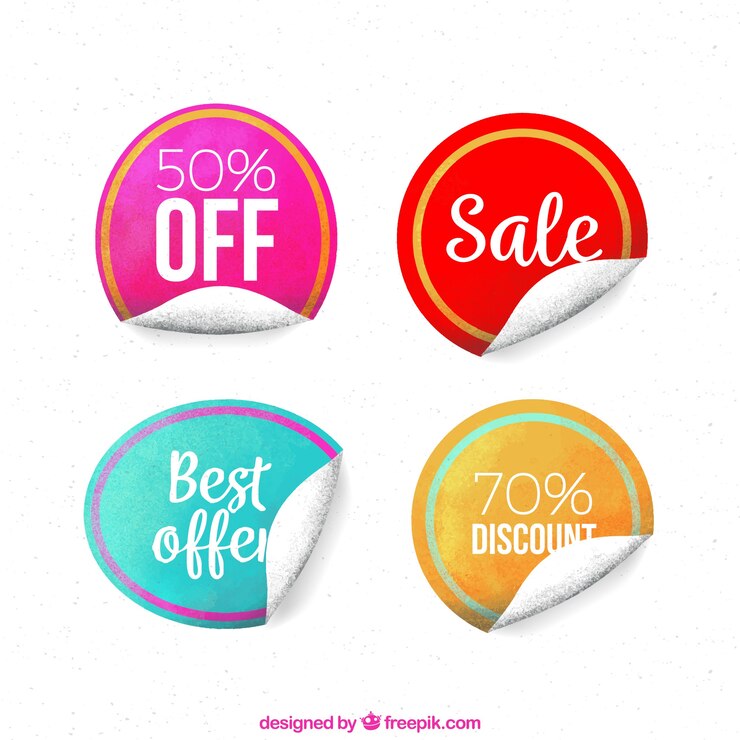 Vecteur gratuit collection de label / badge plat vente