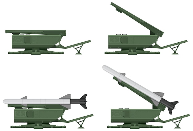 Vecteur gratuit collection de lanceurs de missiles militaires