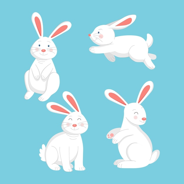 Vecteur gratuit collection de lapin de pâques dessinés à la main