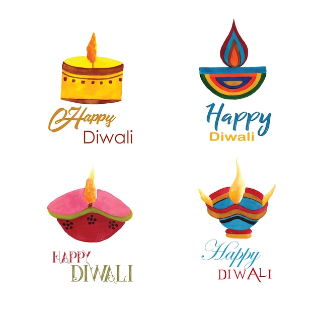 Collection De Logo Aquarelle Diwali