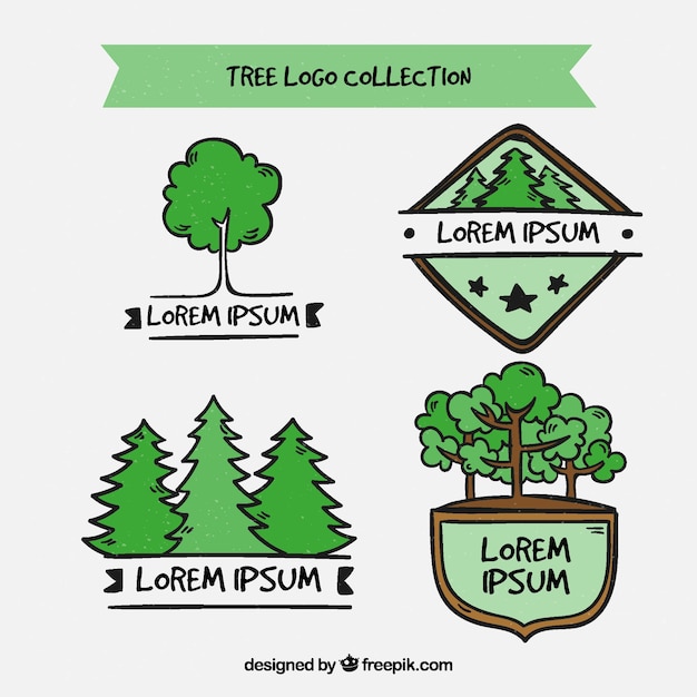 Collection De Logo Arbre Dessiné à La Main