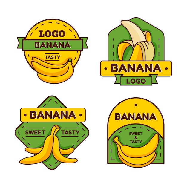 Vecteur gratuit collection de logo de banane