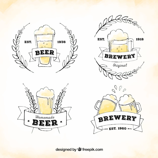 Collection De Logo De Bière Dessinés à La Main