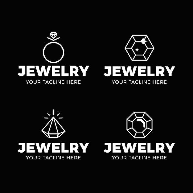 Vecteur gratuit collection de logo de bijoux plats linéaires