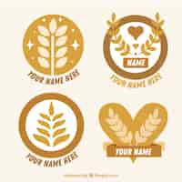 Vecteur gratuit collection de logo de blé dessinés à la main