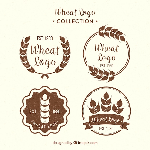 Vecteur gratuit collection de logo de blé vintage